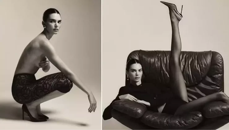 Amerikalı model Kendall Jenner, yeni moda kampanyası için üstsüz pozlar verdi